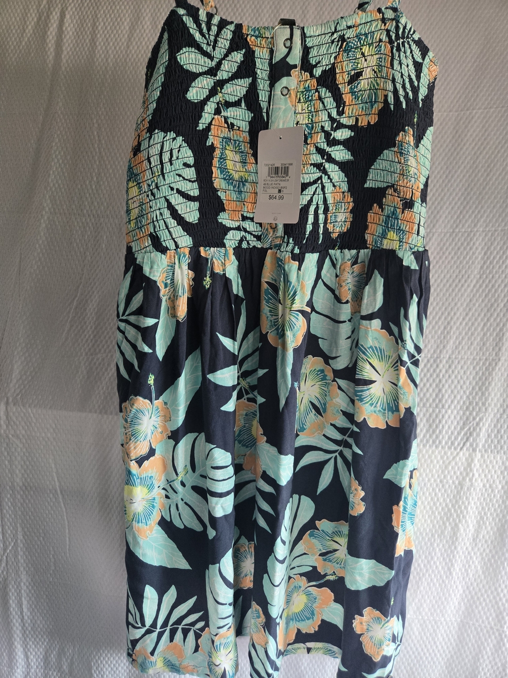 Roxy Navy Midi Skirt with Mint and Peach Floral Print